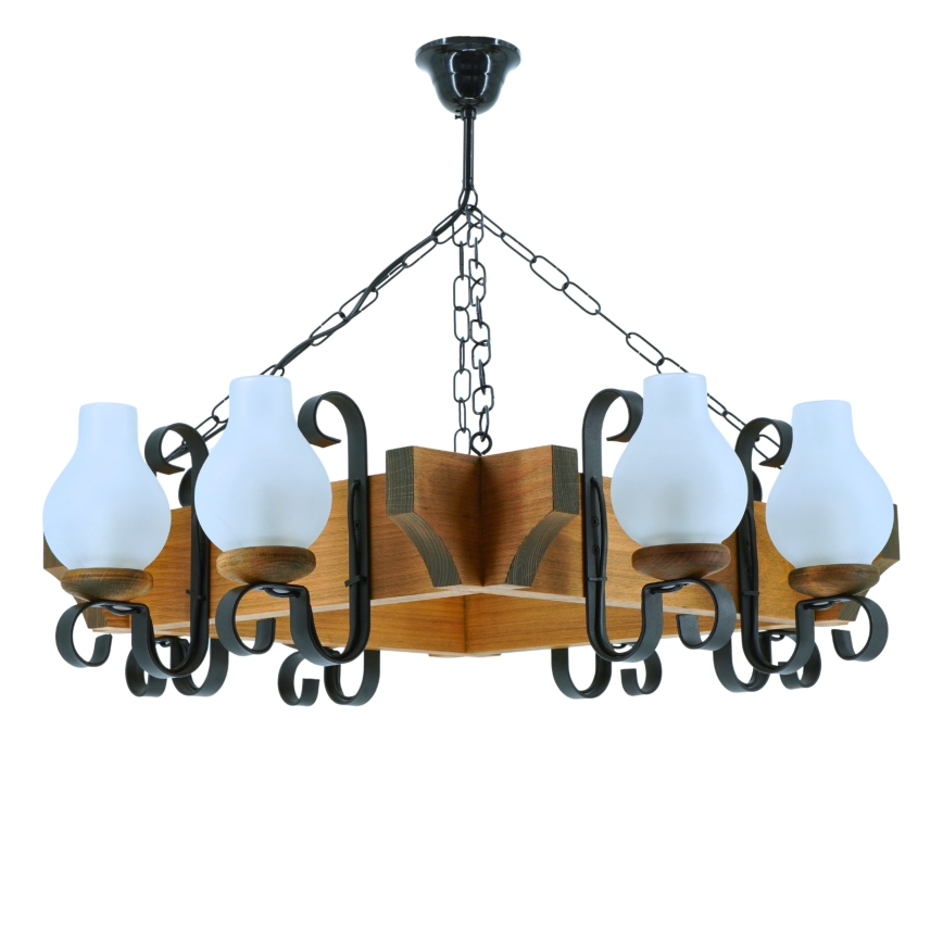 Candeeiro suspenso QUEEN 8xE14/40W/230V faia