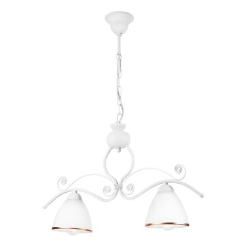 Candeeiro suspenso RETRO 2xE27/60W/230V branco mate