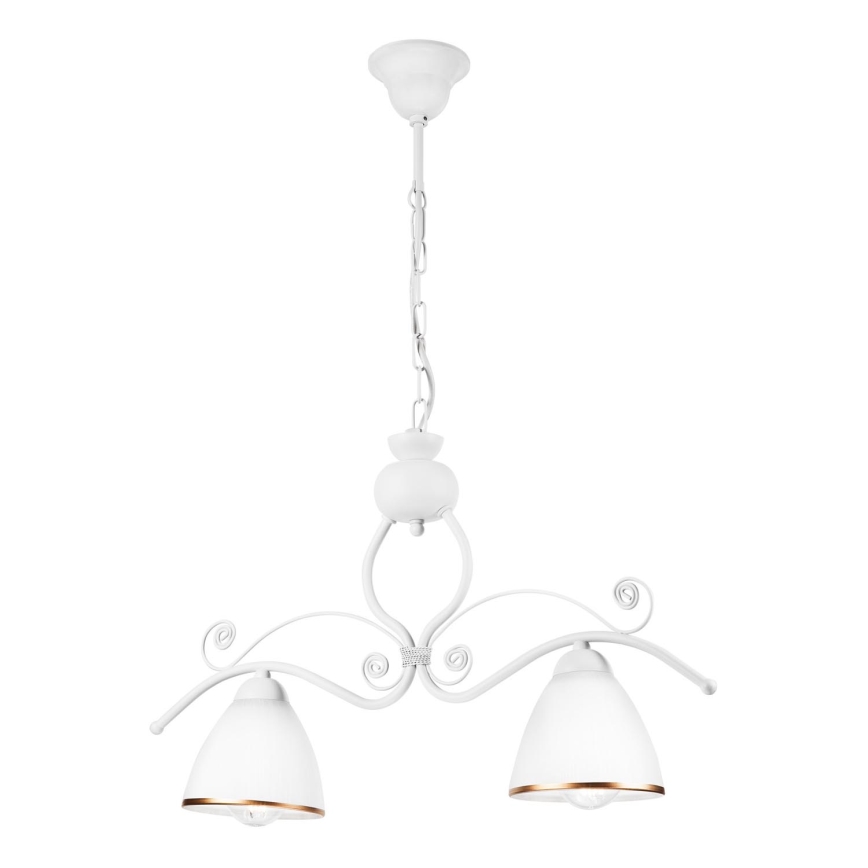 Candeeiro suspenso RETRO 2xE27/60W/230V branco mate