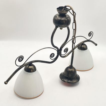 Candeeiro suspenso RETRO 2xE27/60W/230V bronze/pátina