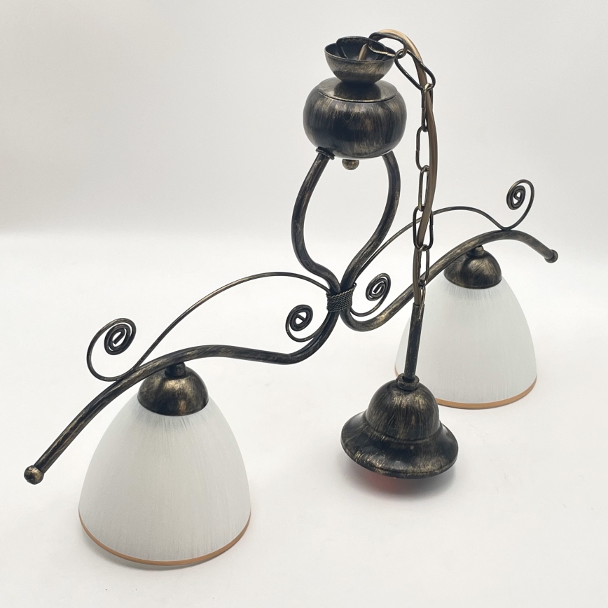 Candeeiro suspenso RETRO 2xE27/60W/230V bronze/pátina