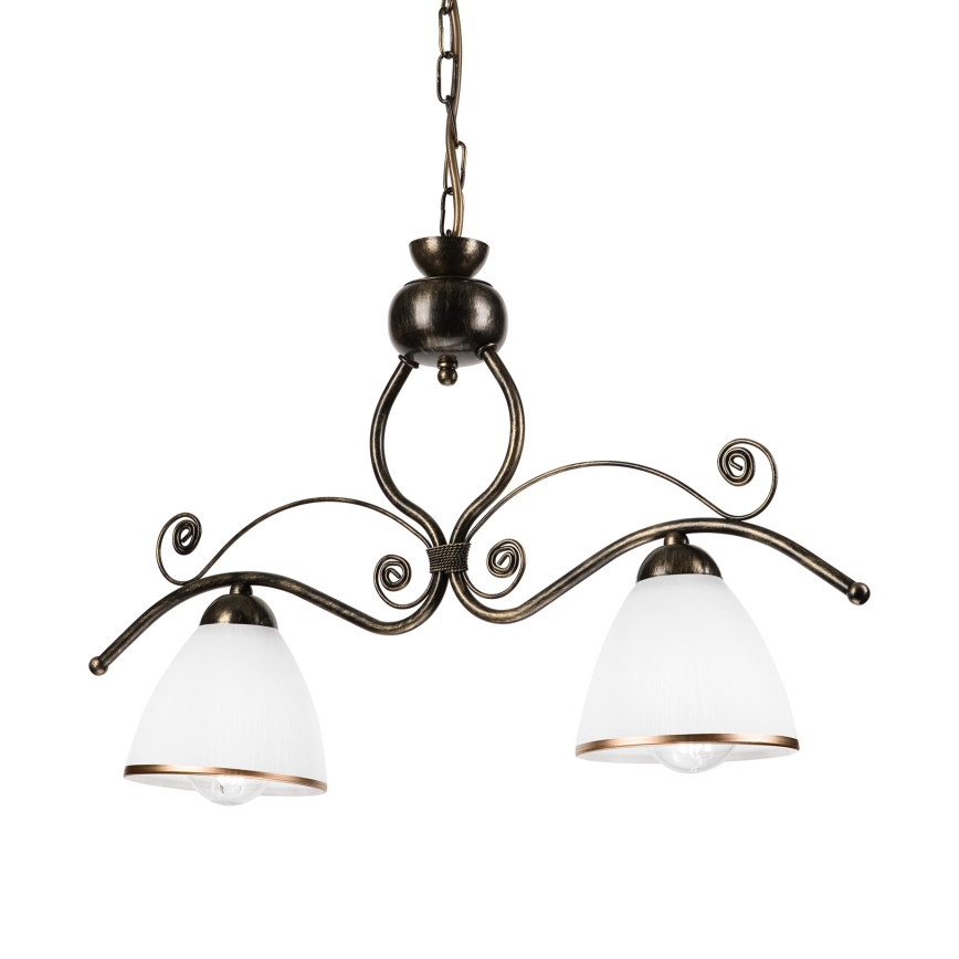 Candeeiro suspenso RETRO 2xE27/60W/230V bronze/pátina