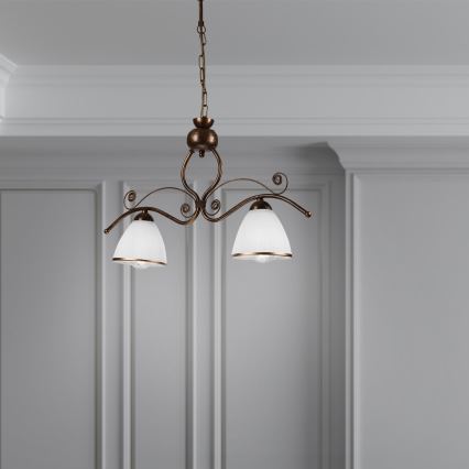 Candeeiro suspenso RETRO 2xE27/60W/230V cobre/pátina