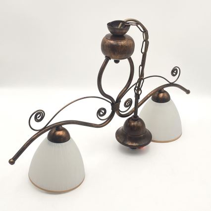 Candeeiro suspenso RETRO 2xE27/60W/230V cobre/pátina