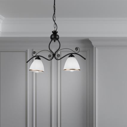 Candeeiro suspenso RETRO 2xE27/60W/230V mate preto