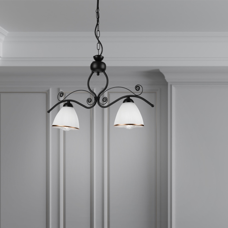 Candeeiro suspenso RETRO 2xE27/60W/230V mate preto