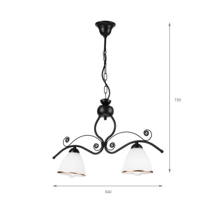 Candeeiro suspenso RETRO 2xE27/60W/230V mate preto