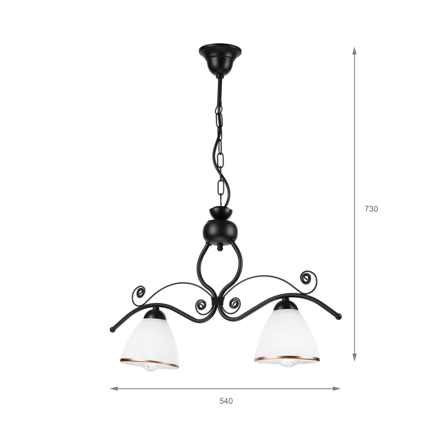 Candeeiro suspenso RETRO 2xE27/60W/230V mate preto