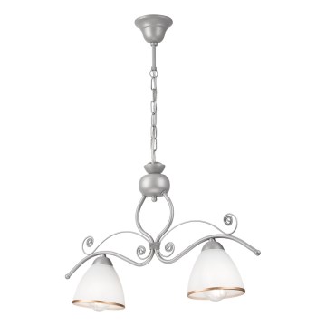 Candeeiro suspenso RETRO 2xE27/60W/230V prateado