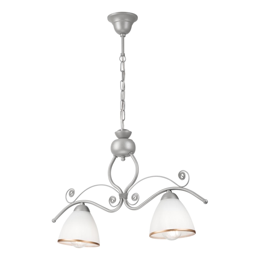 Candeeiro suspenso RETRO 2xE27/60W/230V prateado