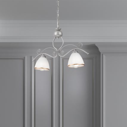 Candeeiro suspenso RETRO 2xE27/60W/230V prateado