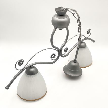 Candeeiro suspenso RETRO 2xE27/60W/230V prateado