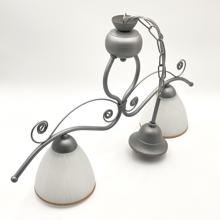 Candeeiro suspenso RETRO 2xE27/60W/230V prateado