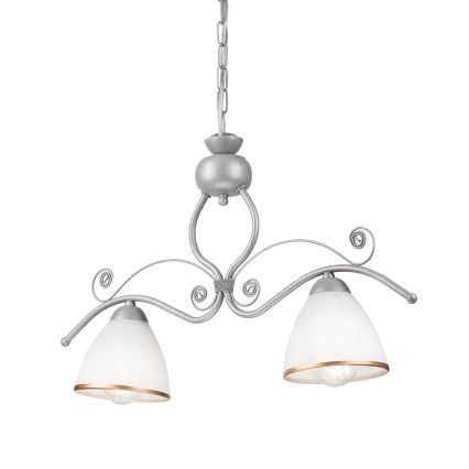 Candeeiro suspenso RETRO 2xE27/60W/230V prateado
