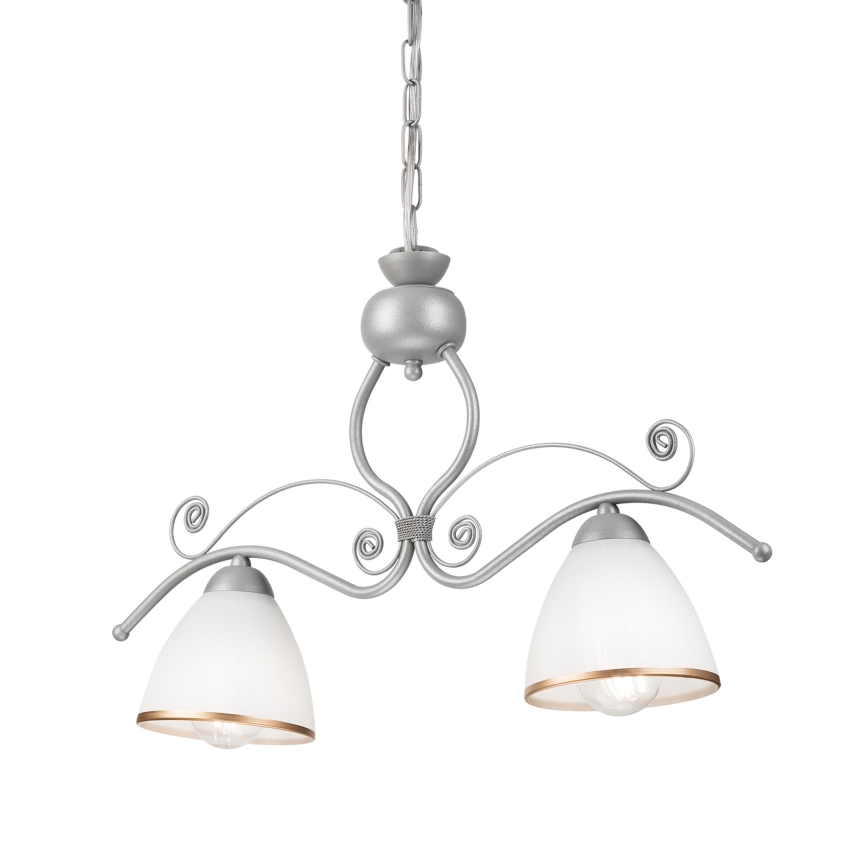 Candeeiro suspenso RETRO 2xE27/60W/230V prateado