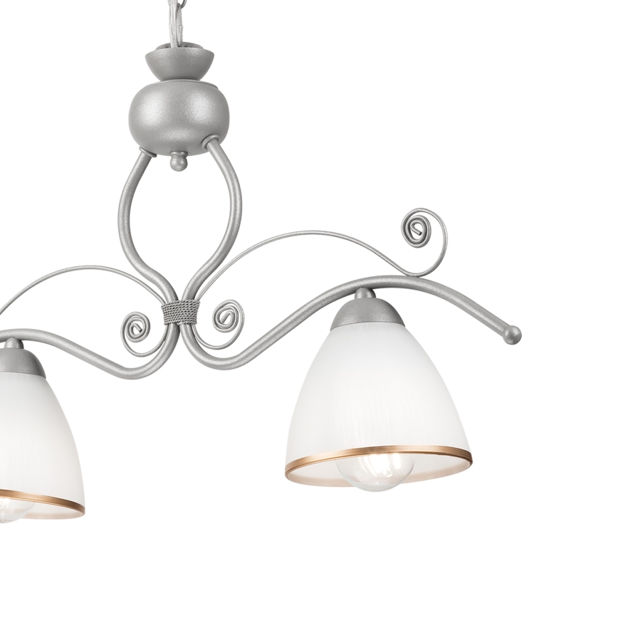 Candeeiro suspenso RETRO 2xE27/60W/230V prateado