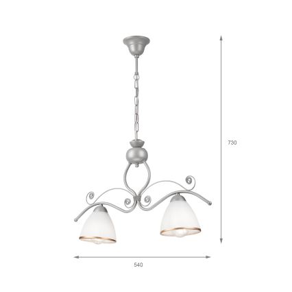 Candeeiro suspenso RETRO 2xE27/60W/230V prateado
