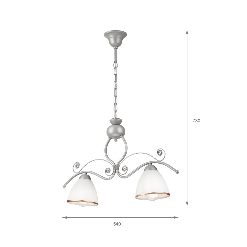 Candeeiro suspenso RETRO 2xE27/60W/230V prateado