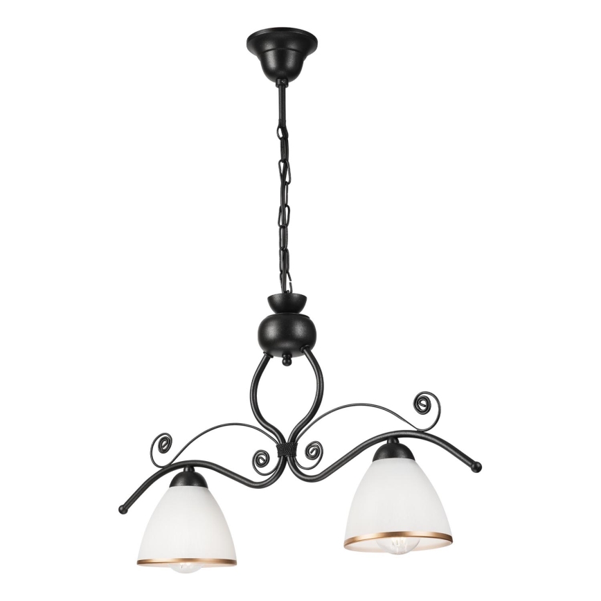 Candeeiro suspenso RETRO 2xE27/60W/230V preto