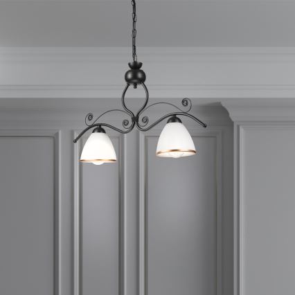 Candeeiro suspenso RETRO 2xE27/60W/230V preto