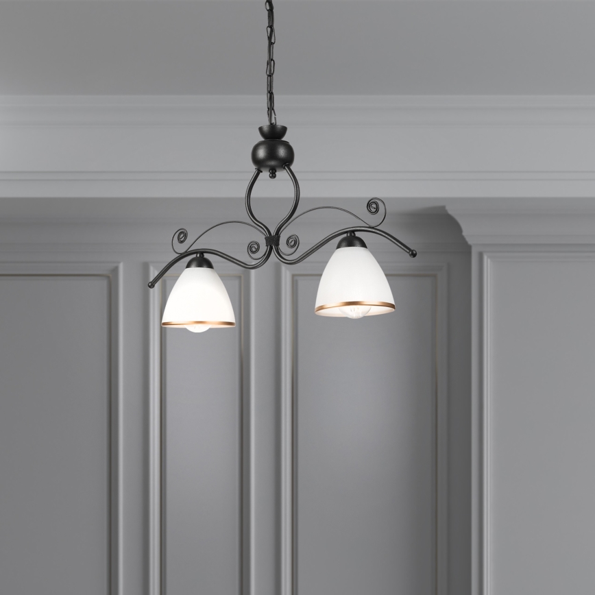 Candeeiro suspenso RETRO 2xE27/60W/230V preto