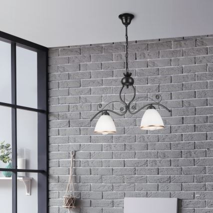 Candeeiro suspenso RETRO 2xE27/60W/230V preto