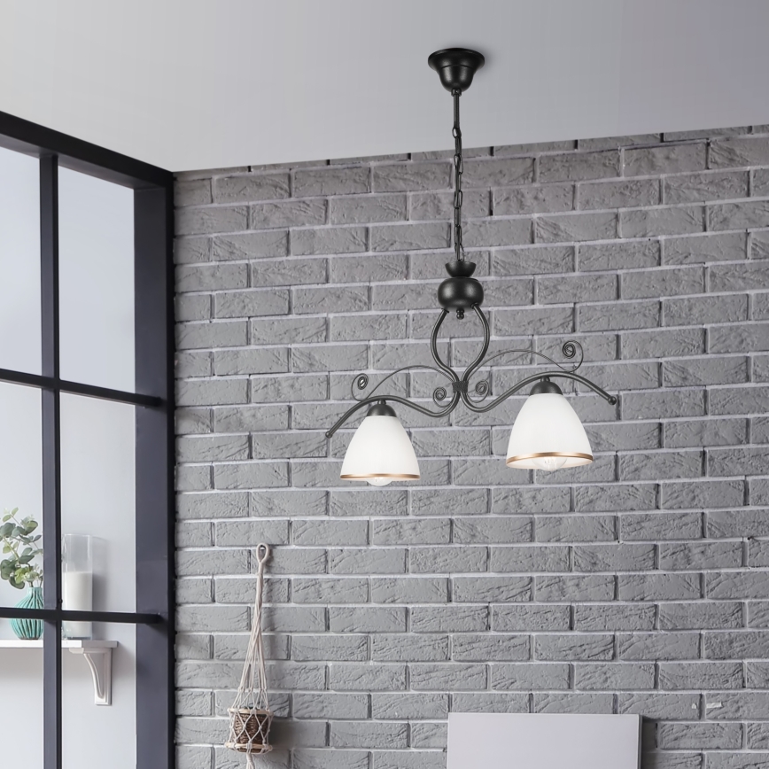 Candeeiro suspenso RETRO 2xE27/60W/230V preto