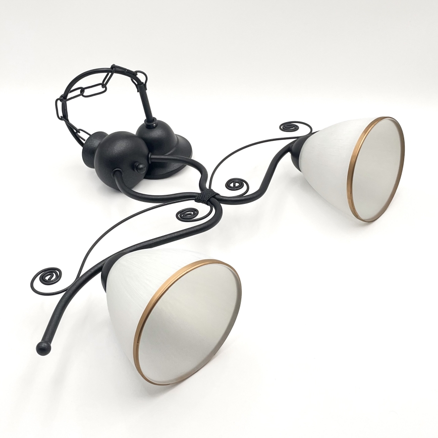 Candeeiro suspenso RETRO 2xE27/60W/230V preto