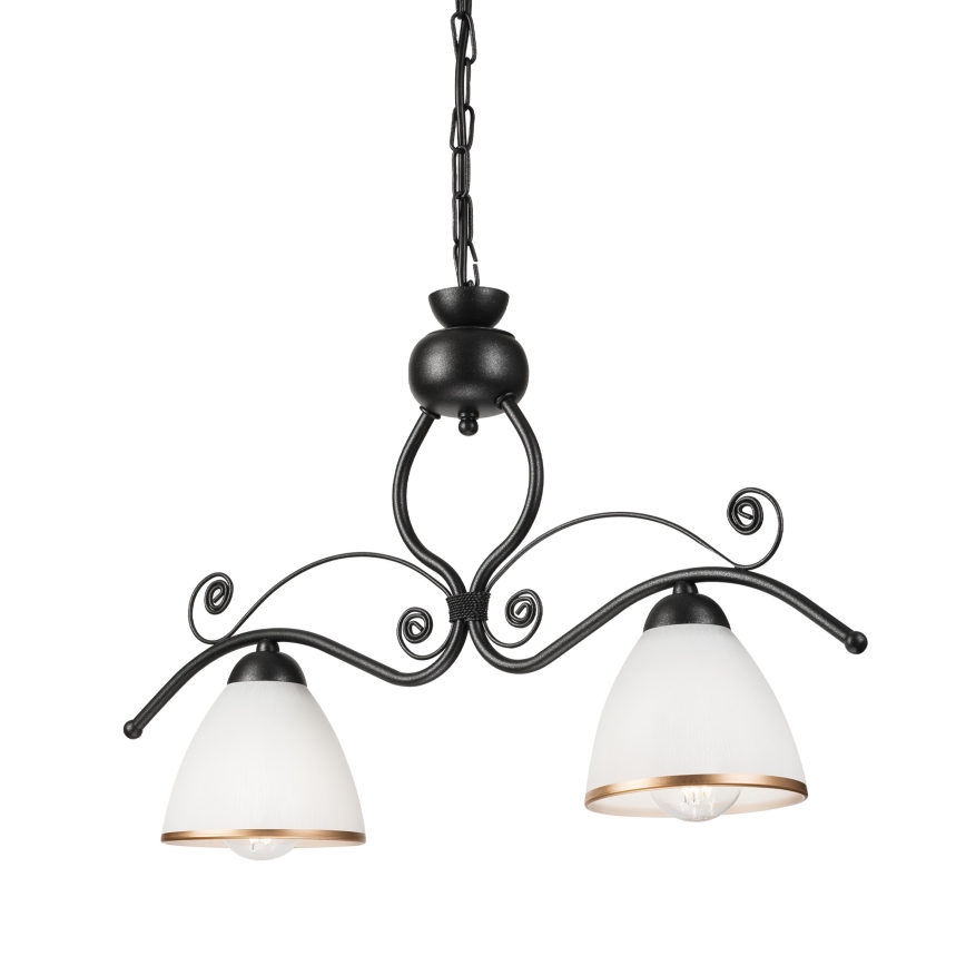 Candeeiro suspenso RETRO 2xE27/60W/230V preto