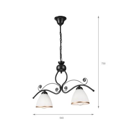 Candeeiro suspenso RETRO 2xE27/60W/230V preto