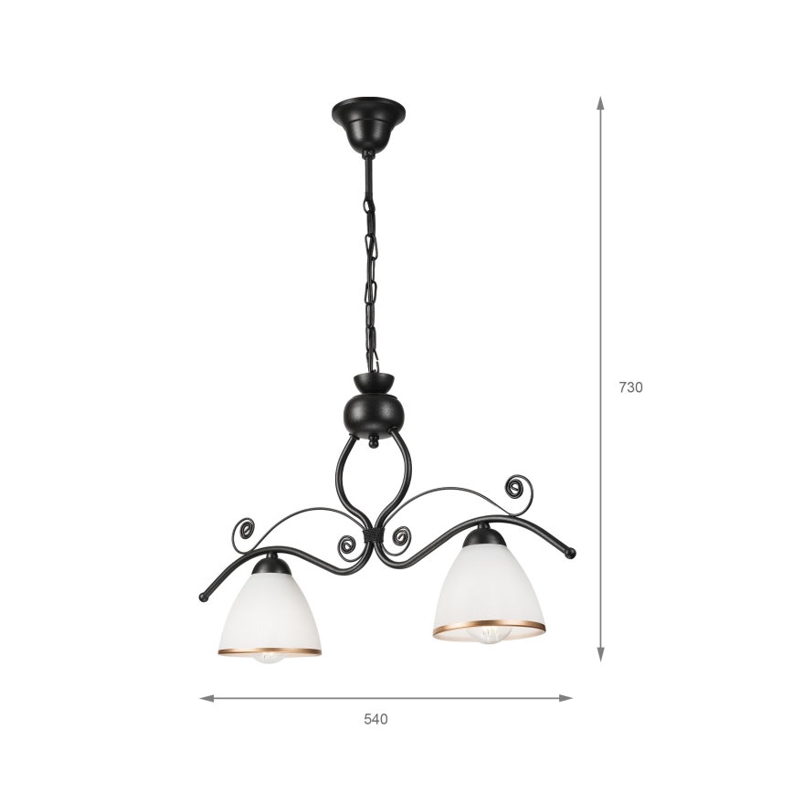 Candeeiro suspenso RETRO 2xE27/60W/230V preto