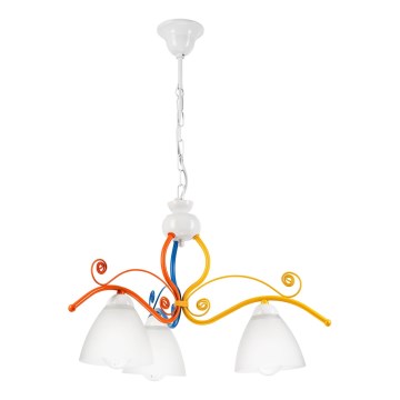 Candeeiro suspenso RETRO 3xE27/60W/230V branco/colorido