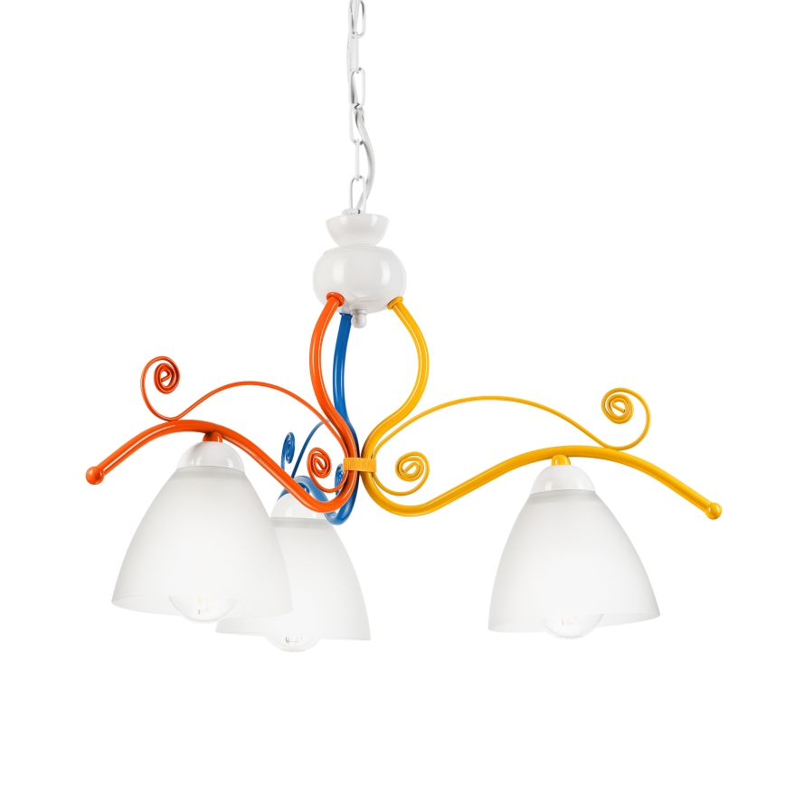 Candeeiro suspenso RETRO 3xE27/60W/230V branco/colorido