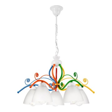 Candeeiro suspenso RETRO 5xE27/60W/230V branco/colorido