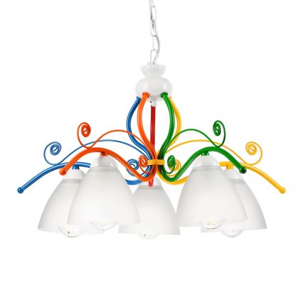 Candeeiro suspenso RETRO 5xE27/60W/230V branco/colorido