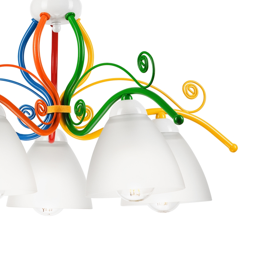 Candeeiro suspenso RETRO 5xE27/60W/230V branco/colorido