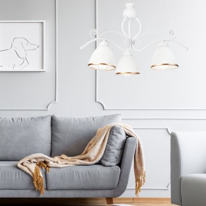 Candeeiro suspenso RETRO II 3xE27/60W/230V branco