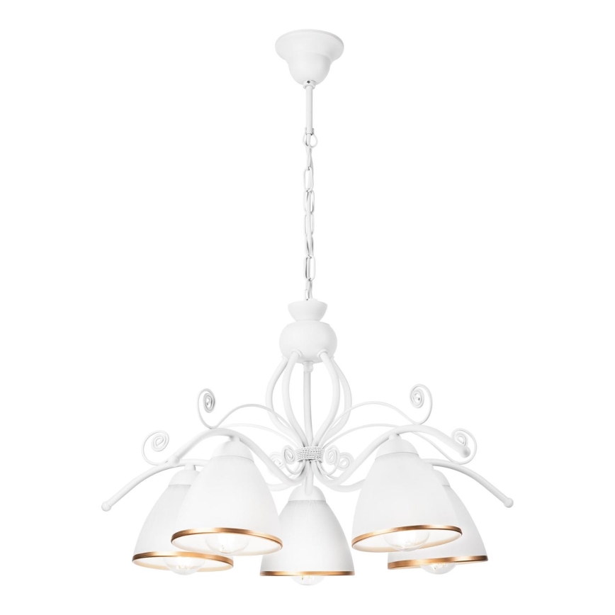 Candeeiro suspenso RETRO II 5xE27/60W/230V branco