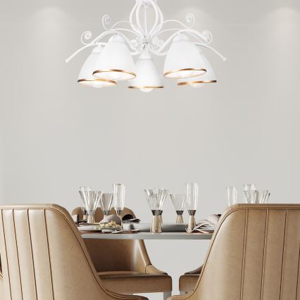 Candeeiro suspenso RETRO II 5xE27/60W/230V branco