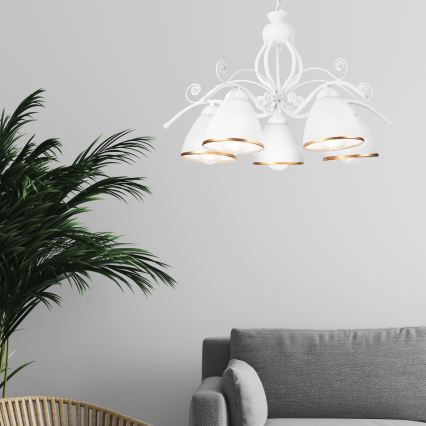 Candeeiro suspenso RETRO II 5xE27/60W/230V branco