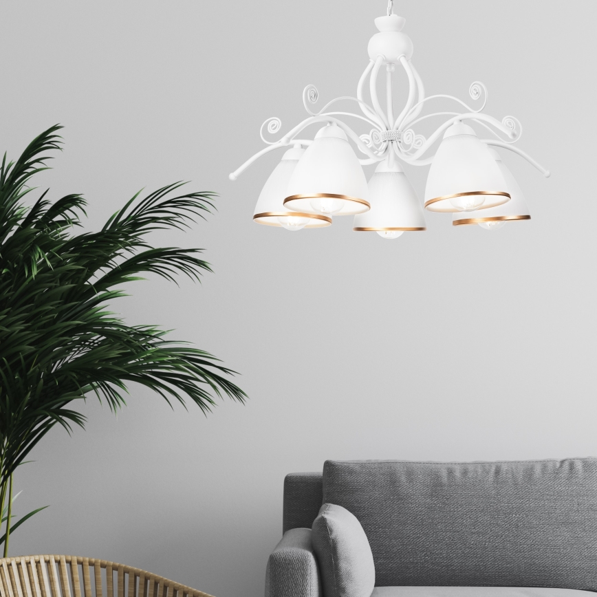 Candeeiro suspenso RETRO II 5xE27/60W/230V branco