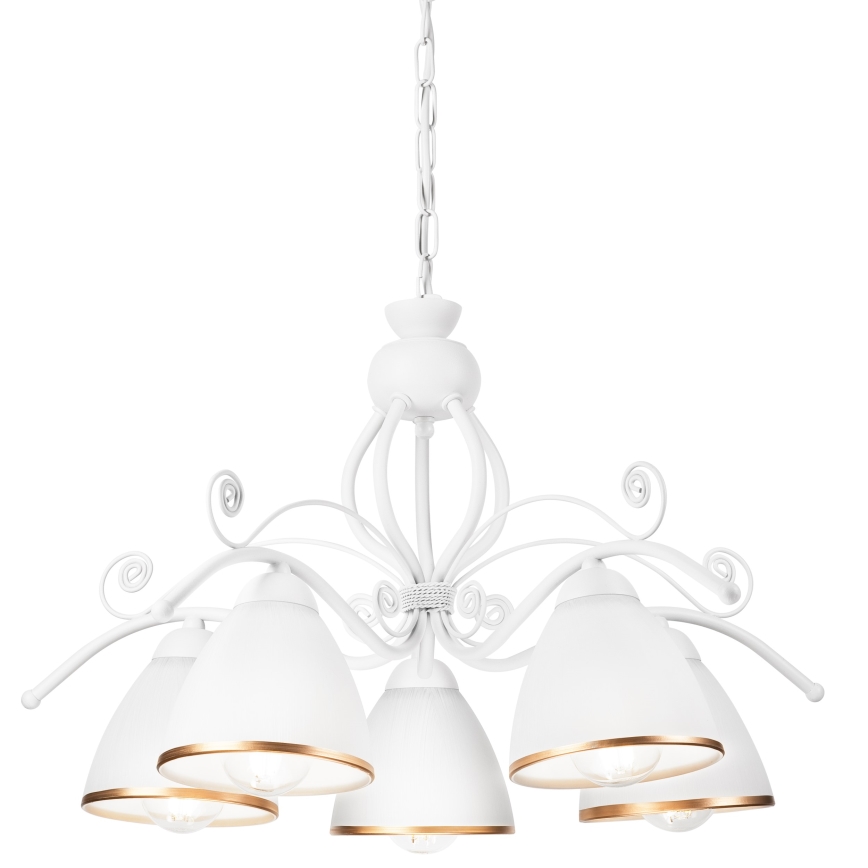 Candeeiro suspenso RETRO II 5xE27/60W/230V branco