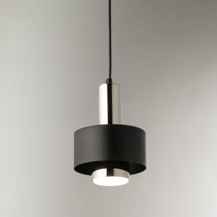 Candeeiro suspenso RIF LUX 1xGX53/12W/230V diâmetro 15 cm preto/cromado brilhante