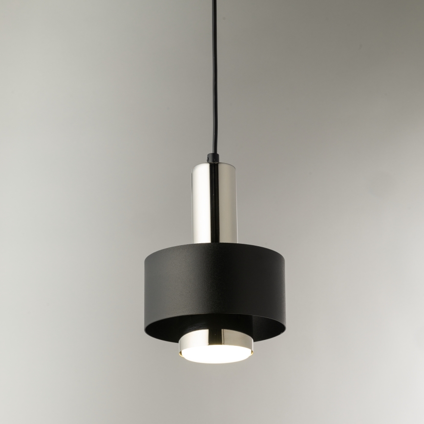 Candeeiro suspenso RIF LUX 1xGX53/12W/230V diâmetro 15 cm preto/cromado brilhante