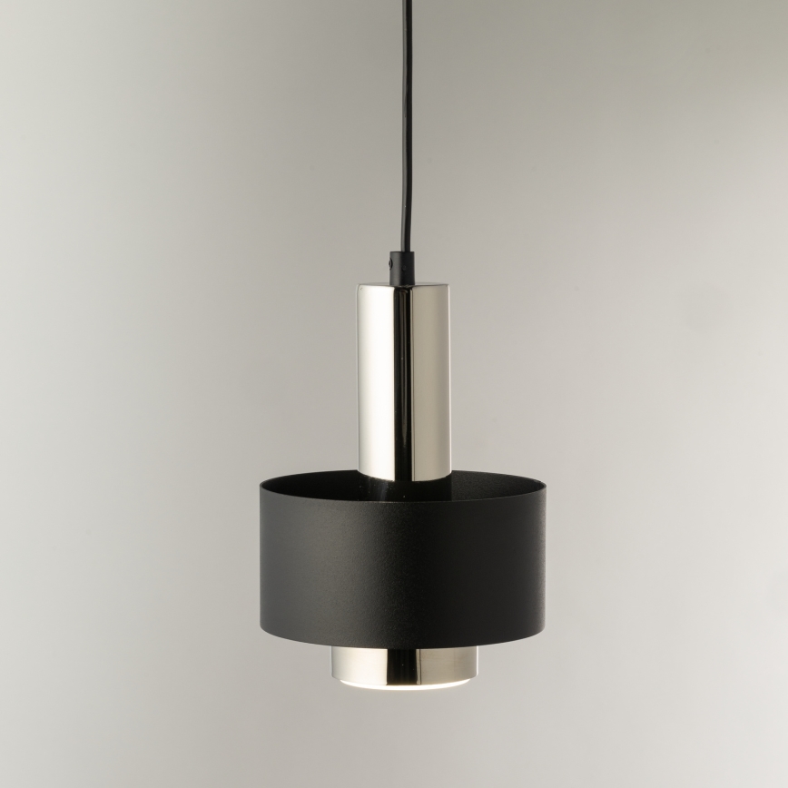 Candeeiro suspenso RIF LUX 1xGX53/12W/230V diâmetro 15 cm preto/cromado brilhante