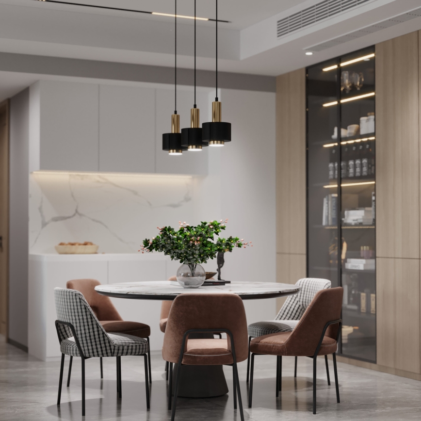 Candeeiro suspenso RIF LUX 1xGX53/12W/230V diâmetro 15 cm preto/dourado