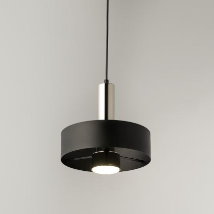 Candeeiro suspenso RIF LUX 1xGX53/12W/230V diâmetro 25 cm preto/cromado brilhante