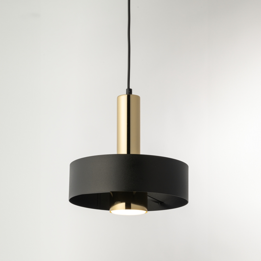 Candeeiro suspenso RIF LUX 1xGX53/12W/230V diâmetro 25 cm preto/dourado