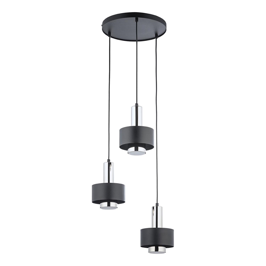 Candeeiro suspenso RIF LUX 3xGX53/12W/230V diâmetro 38 cm preto/cromado brilhante