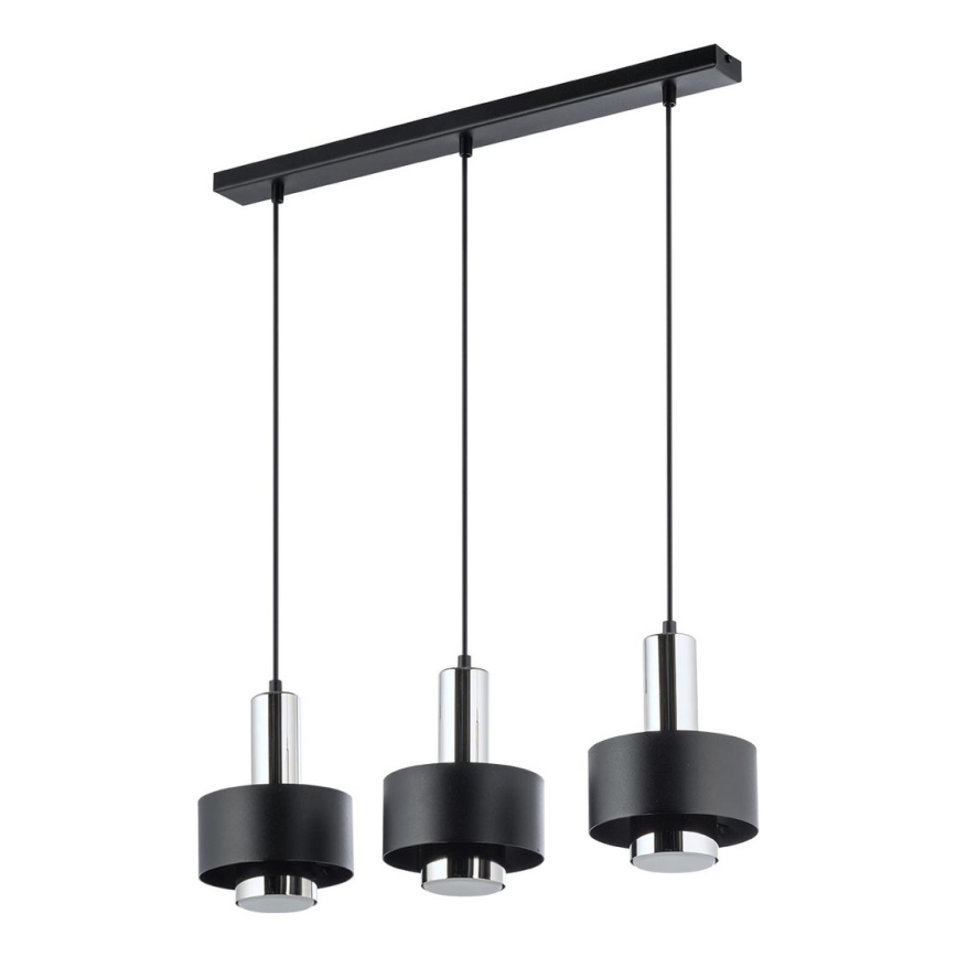 Candeeiro suspenso RIF LUX 3xGX53/12W/230V preto/cromado brilhante